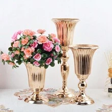 1 pieza Nuevo diseño Jarrón de flor dorado, estantería de metal para flores de mesa, jarrón alto pequeño para cumpleaños, bodas, aniversarios, decoración del hogar o uso en recepciones, decoración de boda, centro de mesa, decoración de mesa, fiesta
