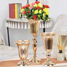 1 pieza Nuevo diseño Jarrón de flor dorado, estantería de metal para flores de mesa, jarrón alto pequeño para cumpleaños, bodas, aniversarios, decoración del hogar o uso en recepciones, decoración de boda, centro de mesa, decoración de mesa, fiesta
