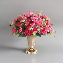 1 pieza Nuevo diseño Jarrón de flor dorado, estantería de metal para flores de mesa, jarrón alto pequeño para cumpleaños, bodas, aniversarios, decoración del hogar o uso en recepciones, decoración de boda, centro de mesa, decoración de mesa, fiesta