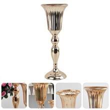 1 pieza Nuevo diseño Jarrón de flor dorado, estantería de metal para flores de mesa, jarrón alto pequeño para cumpleaños, bodas, aniversarios, decoración del hogar o uso en recepciones, decoración de boda, centro de mesa, decoración de mesa, fiesta
