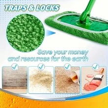 3入組家用可重複使用拖把替換套，用於濕拖和乾拖，平板拖把替換套 - 綠色 - 查看 5