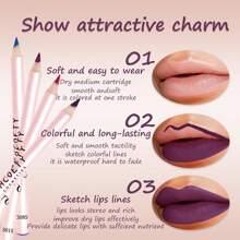 Mother's Day Gift Lip Liner Set 12 PCS, Long-Lasting Luxury Intense Lipliner, Creamy Easy To Use Richly Pigmented Lip Liner Pencil - روز أحمر - مشاهدة 9