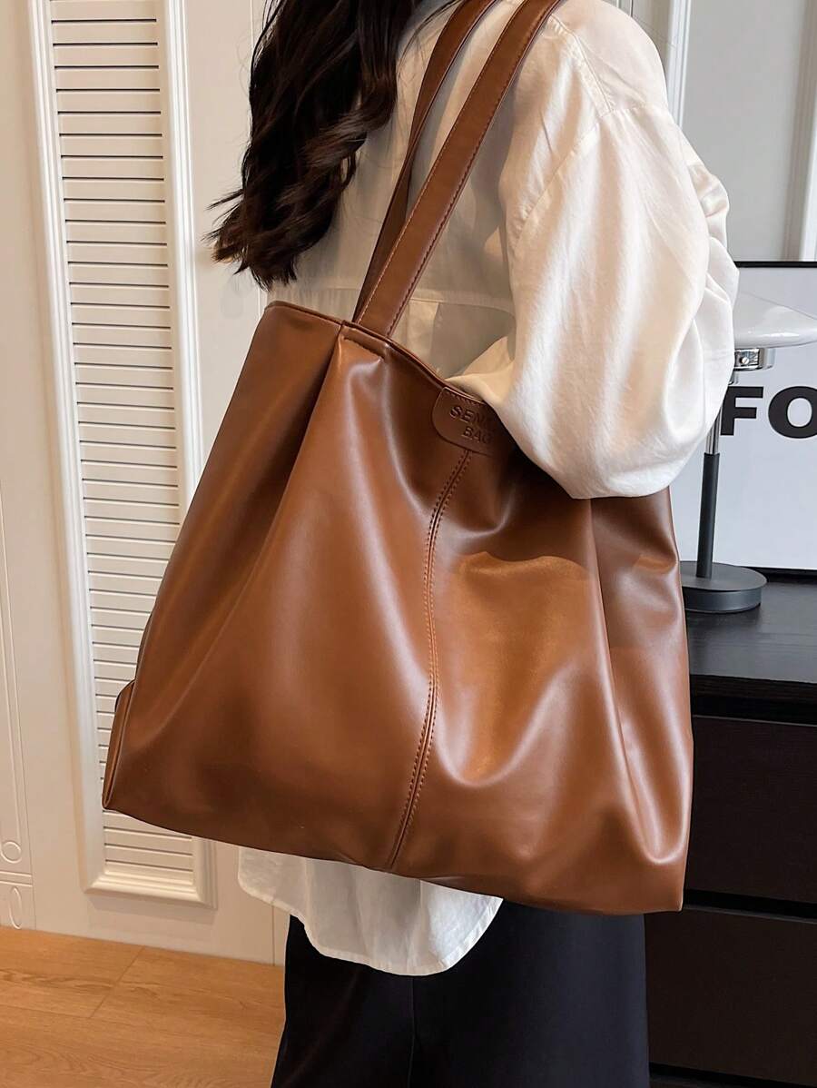 Nueva bolsa de mano de moda para mujer, de gran capacidad, versátil, casual, retro suave PU, adecuada para uso diario, trabajo, viaje y universidad