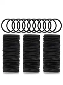 50pcs Black Basic Hair Tie, Simple Fashionable Casual Wide Elastic Hair Ties Ponytail Holders Hair Elastics Hair Rubber Bands Scrunchies Hair Rope