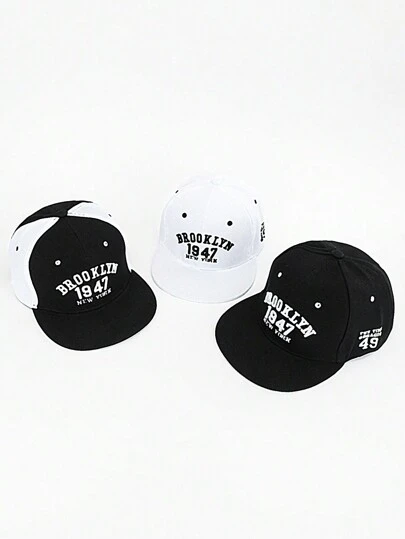 1pc Youth Flat Brim Personalized Embroidered Numeric Hip Hop Hat, Large Brim Sun Protection Outdoor Cap, Couple Casual Streetwear Baseball Cap