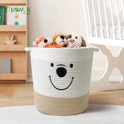 Yiuswoy 1pc Cesta de armazenamento de corda trançada, grandes cobertores, cesta dobrável para roupas, cesto de brinquedos, organizador para sala de jogos, banheiro, quarto, sala de estar, dormitório, decoração para casa, cesta de presentes, cozinha, acessórios de cozinha, utensílios de cozinha, organizador de cozinha, organizador de maquiagem, itens de casamento, decorações de flores, coisas para casa, mesa, decorações para casa, organização e armazenamento para casa, decoração de quarto, decoração de quarto