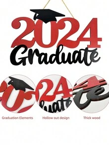 Meching Graduation 2024 Wooden Signs Decoration 2024 Graduation Photo Booth Props Class Of 2024 Graduation Party Hollow Signs - Blue - View 6