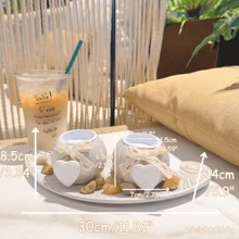 1 Pezzo Set portacandele a foglia bianca, portacandele per lumini, ciotola decorativa in legno carina con portacandele per lumini e pietre decorative per un'atmosfera accogliente, portacandele in legno per candele a colonna, stile Ins, regalo per matrimonio, anniversario, festa della mamma, decorazione per feste, regalo per il riscaldamento della casa, regalo di San Valentino, decorazione da tavolo da caffè per il soggiorno