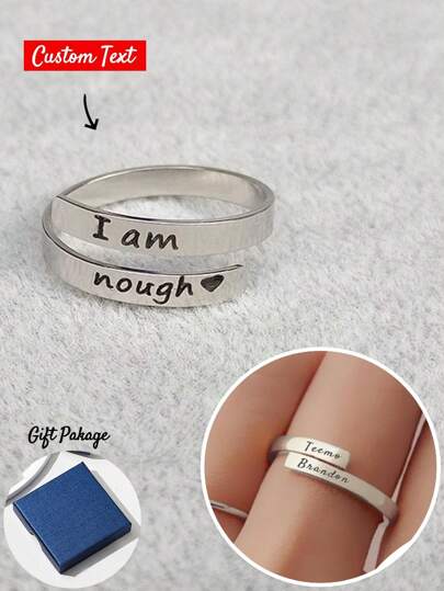 Personalized Name Ring, Customized Promise Ring, Adjustable Couple Ring, Can Engrave Two Names, Personalized Jewelry Gift For Mother, Best Friend