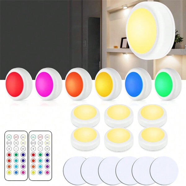 Puck Lights With Remote Closet Lights Stick On Lights Shelf Lights Push Lights Tap Light LED Puck Lights For Under Cabinet