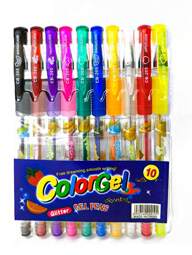 10 Cores Canetas de Gel Com Glitter Perfumadas Tipo Stablio Gel Papelaria Material Escolar