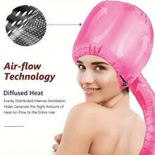1pc Hat Hood Hair Dryer Accessory, Large And Adjustable Deep Conditioning Hat, Drying Hot Hat With Elastic Band, Suitable For Curling Hair - Multicolor - View 6
