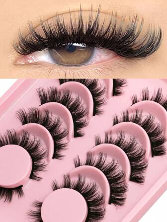 GROINNEYA 6 Pairs Manga Lashes Cat Eye Lashes Faux Mink Eyelashes Fox Eye Eyelashes Natural Full False Eyelashes Cosplay Travel Essentials Makeup Tools (8-15) Strip Lashes, Lashes, Eyelashes, Fake Lashes