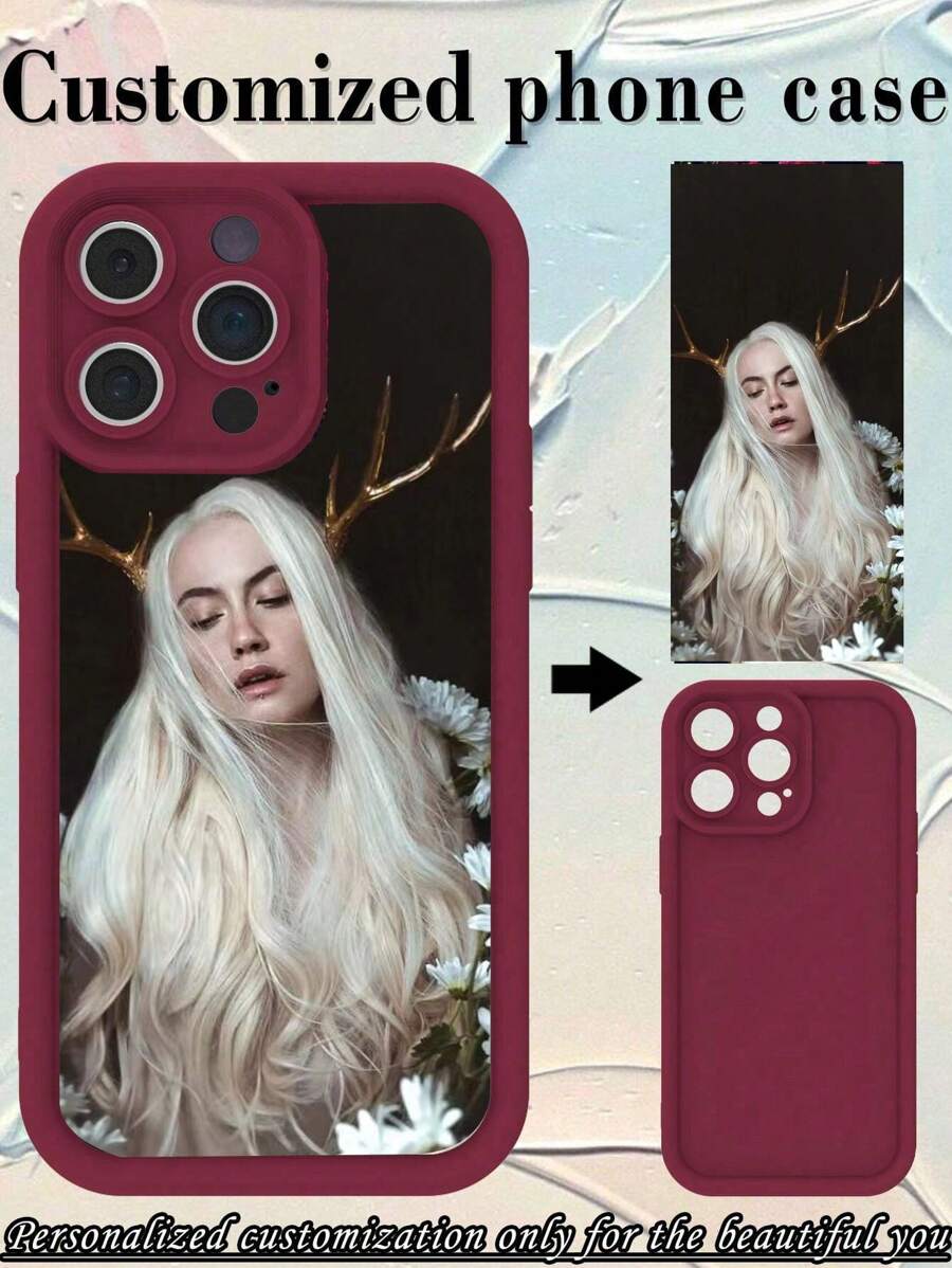 1 Ốp lưng điện thoại bảo vệ ống kính silicon in ảnh tùy chỉnh tương thích với 16 15 14 13 12 11 Pro Max màu đỏ tía - Màu Đỏ Sâu - Xem 1