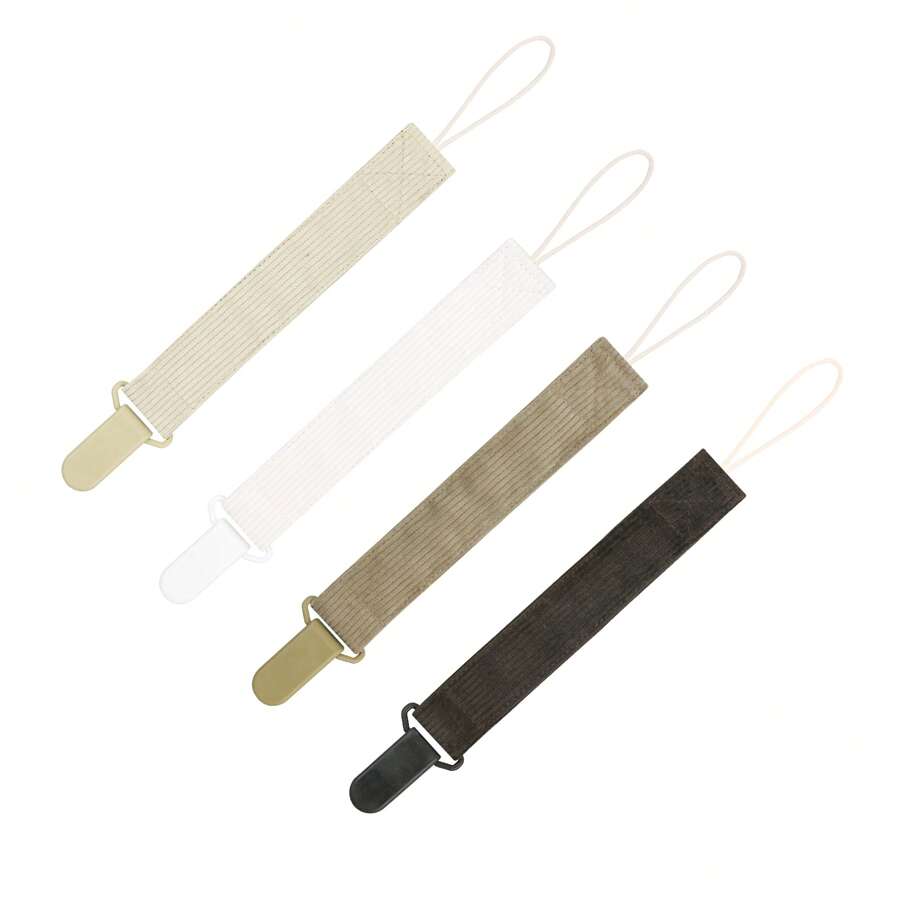 4pcs Pacifier Chain Set, Baby Ribbed Pacifier Clip Holder, Fashion And Practical For Daily Use - Multicolor - View 1