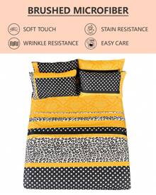 4/6 Piece Patchwork Printed Sheet Set - Brushed Microfiber 14 Inches Deep Pocket - Soft Fun Patterned Bedding Sheets & Pillowcases Set
