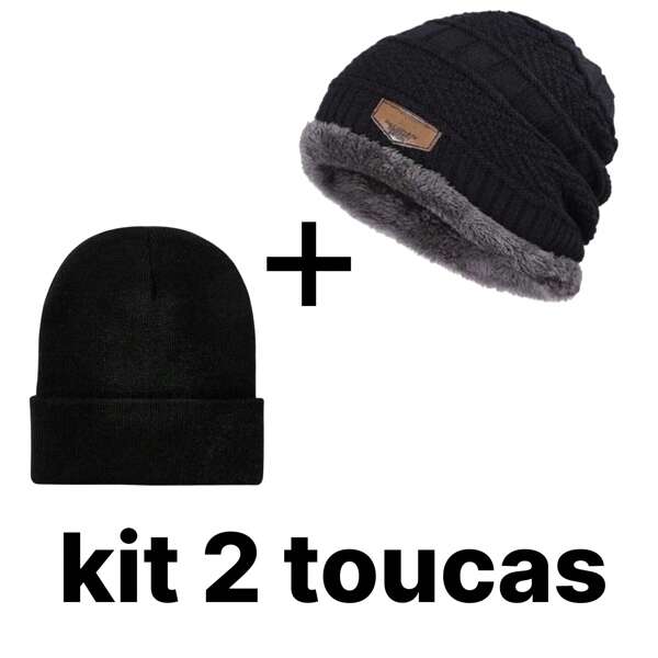 KIT 2 Touca Peluda Masculina E Feminina unisex De Lã Forrada Com Pelinhos