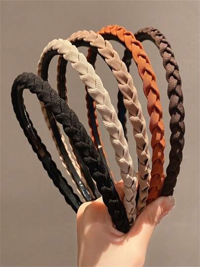 皇家1件装，优雅复古高级多功能编织细发箍，女士公主风休闲发饰，拍照道具，发箍，发圈头饰