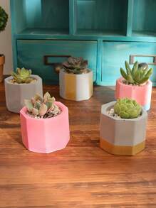 3 Hole Round Heart Square Octagon Concrete Flower Pot Vase Silicone Mold Gypsum Concrete Mould For Succulent Flower Pot DIY Aromatherapy Candle Cup Mold Home Gardening Decor