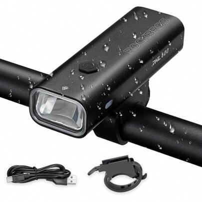 ROCKBROS Bike Light 600 Lumens USB Rechargeable Bike Headlight Super Bright LED Front Bicycle Light With 2600mAh Battery Waterproof Cycling Light With 5 Modes For Mountain Road Bike MTB Riding