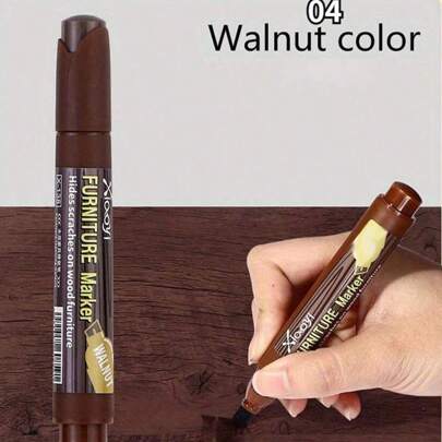 1 marcador de reparo de móveis, gabinete de madeira, haste de reparo e preenchimento de piso, kit de recuperação de arranhões, caneta de retoque, reparo de material composto (alguns estilos, posições ou logotipos são enviados aleatoriamente e não afetam o uso)