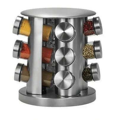 Porta Tempero Giratório Inox 12 Potes