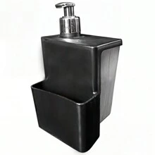 Dispenser Porta Sabonete Detergente e Esponja Preto Pump Cromado - Preto - Visão 2