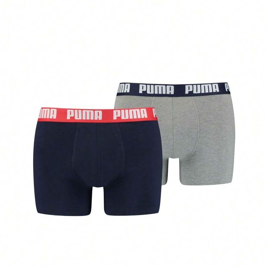 Puma Boyfriend Style Mens Basic Boxer Shorts (Pack Of 2) (N/A) - Grey - View 1