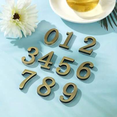 1pc 2-Inch Metal Number Sticker With Adhesive Backing, For Door Panel, Wall, Tile, Label, Mailbox, Decoration In Scenes, Room, Home, Holiday, Outdoor, Yard, Garden Best