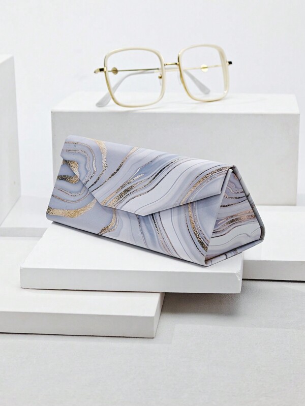 1pc Women Foldable Triangle Shaped 3D Printed Fashionable & Convenient Glasses Case/Sunglasses Case Glasses Accessories For Women