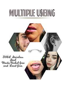 AVYRING 10pcs 16G Stainless Steel Curved Barbell Tiny Eyebrow Ring Lip Jewelry Ear Rook Navel Small Belly Button Ring For Women Men 6mm/8mm/10mm/12mm