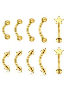 AVYRING 10pcs 16G Stainless Steel Curved Barbell Tiny Eyebrow Ring Lip Jewelry Ear Rook Navel Small Belly Button Ring For Women Men 6mm/8mm/10mm/12mm