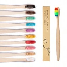 1 Pc Bamboo Toothbrush, Portable Friendly Wooden Tooth Brush, With Wide Brush Head & Fine Brush Silk To Make Mouth Clean Without Blind Spot, Soft Bristles Wood Handle Toothbrush For Adults Home Travel Hotel Use Home Bathroom Decor - Multicolor - View 1