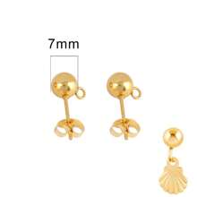 20入組不鏽鋼金色3、4、5、6、7毫米球形耳針和跳環DIY耳環配件珠寶製作擺件