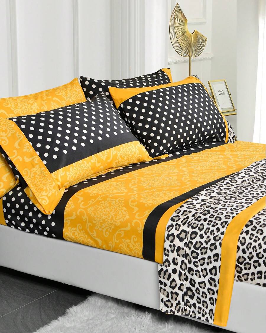 4/6 Piece Patchwork Printed Sheet Set - Brushed Microfiber 14 Inches Deep Pocket - Soft Fun Patterned Bedding Sheets & Pillowcases Set