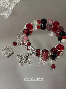 1pc Dopamine Imitation Glass Butterfly Gradient Bracelet For Women's Daily Wear