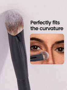 MAANGE 1pc Triangle Brush, Protable Smudge Cosmetic Brush Makeup Brush With Foundation Brush Blush Brush Loose Powder Brush Contour Brush Highlighter Brush Makeup Tools Gift For Women & Girl Travel Makeup Brush ﻿ - 黑色 - 查看 6