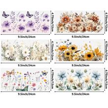 6pcs/Set Beautiful Flowers UV DTF Transfer Sticker Libbey Glass Cups Diy Wrap Transfer Sticker For 16oz Glass Cup Waterproof Sticker Bottle Sticker Adhesive Sticker-