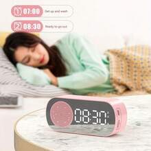 1pc,Desktop Home Speaker,Alarm Clock,Wireless Clock Speaker, Can Act As A Mirror, HIFI Sound Quality, FM Radio, High-Definition Mirror Clock TWS Speaker, Battery Display, Touch Screen Buttons, Music Clock, Compact And Portable Room Decor Digital Clock Bedroom Decor Dormitory Decor Back To School Home Decor School Supplies