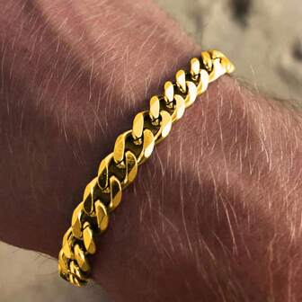 1 pièce Bracelet de chaîne en acier inoxydable de style hip-hop minimaliste pour homme
