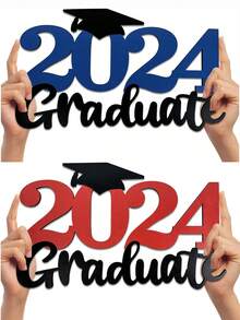 Meching Graduation 2024 Wooden Signs Decoration 2024 Graduation Photo Booth Props Class Of 2024 Graduation Party Hollow Signs - Blue - View 11