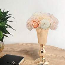 1 pieza Nuevo diseño Jarrón de flor dorado, estantería de metal para flores de mesa, jarrón alto pequeño para cumpleaños, bodas, aniversarios, decoración del hogar o uso en recepciones, decoración de boda, centro de mesa, decoración de mesa, fiesta