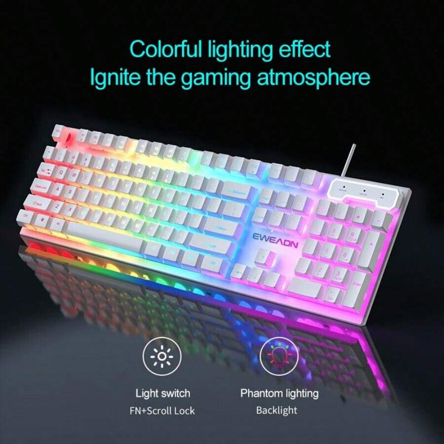 Laptop With Backlit Keyboard And Numeric Keypad EWEADN EWEADN Wired Gaming Keyboard, 104 Key RGB Backlit Mechanical