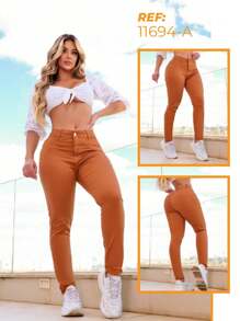 Women Jeans - 駝色 - 查看 1