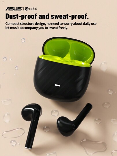 ASUS Asus AS-172 Wireless Earbuds With Microphone Semi-In-Ear Noise-Proof Headphones Headset With Mic Over Ear Compatible With IPhone/Android/Ios