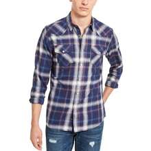 American Rag Men's Plaid Western Shirt Navy Size XX-Large - Multicolor - View 5