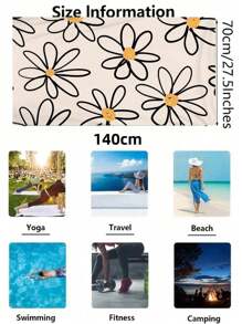 1pc Flower Print Beach Towel, Modern Microfiber Beach Towel For Outdoor