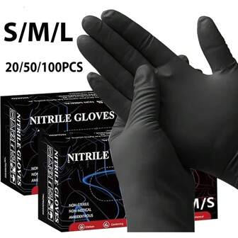 20/50/100 piezas de guantes desechables de vinilo negro - Guantes multiusos para limpieza del hogar, preparación de alimentos y talla grande - Ideal para procesamiento de alimentos, servicios alimentarios (sin caja), cocina, baño, hogar, artículos del hogar