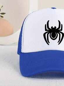 1pc Cartoon Print Sunshade Breathable Mesh Baseball Cap With Spider Pattern For Outdoor Sport