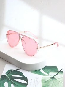1pc Metallic Rim Aviator Fashion Glasses For Women, Classic And Fashionable Shades Beach Accessories Beach Accessories For Women Glasses Shades Basics Fall Winter Women Outfits Clothes Business Casual Gifts For Summer Beach Vacation,Outdoor,Travel Vintage Style Oversized Aviator Frame For Going Out Outfit,Back To School